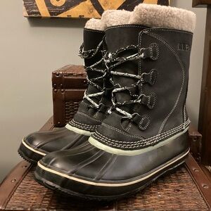 LL Bean Shearling-Lined Winter Duck Boots - Black/Gray - #284882